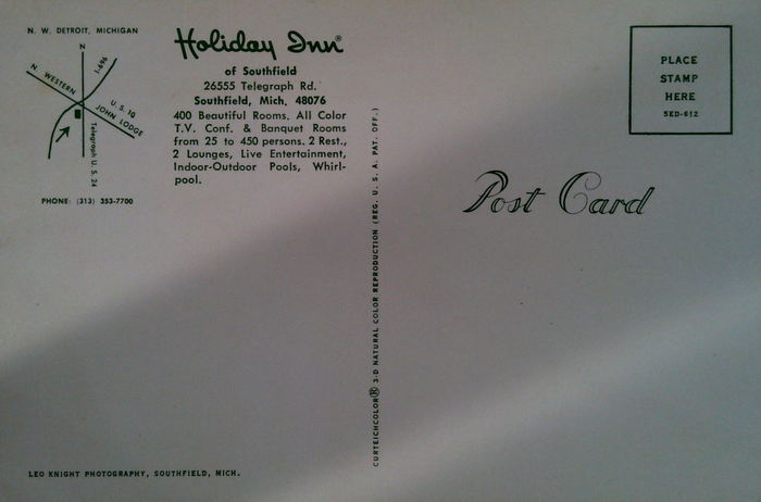 Holiday Inn - Southfield (Radisson Hotel Southfield-Detroit) - Old Postcard (newer photo)